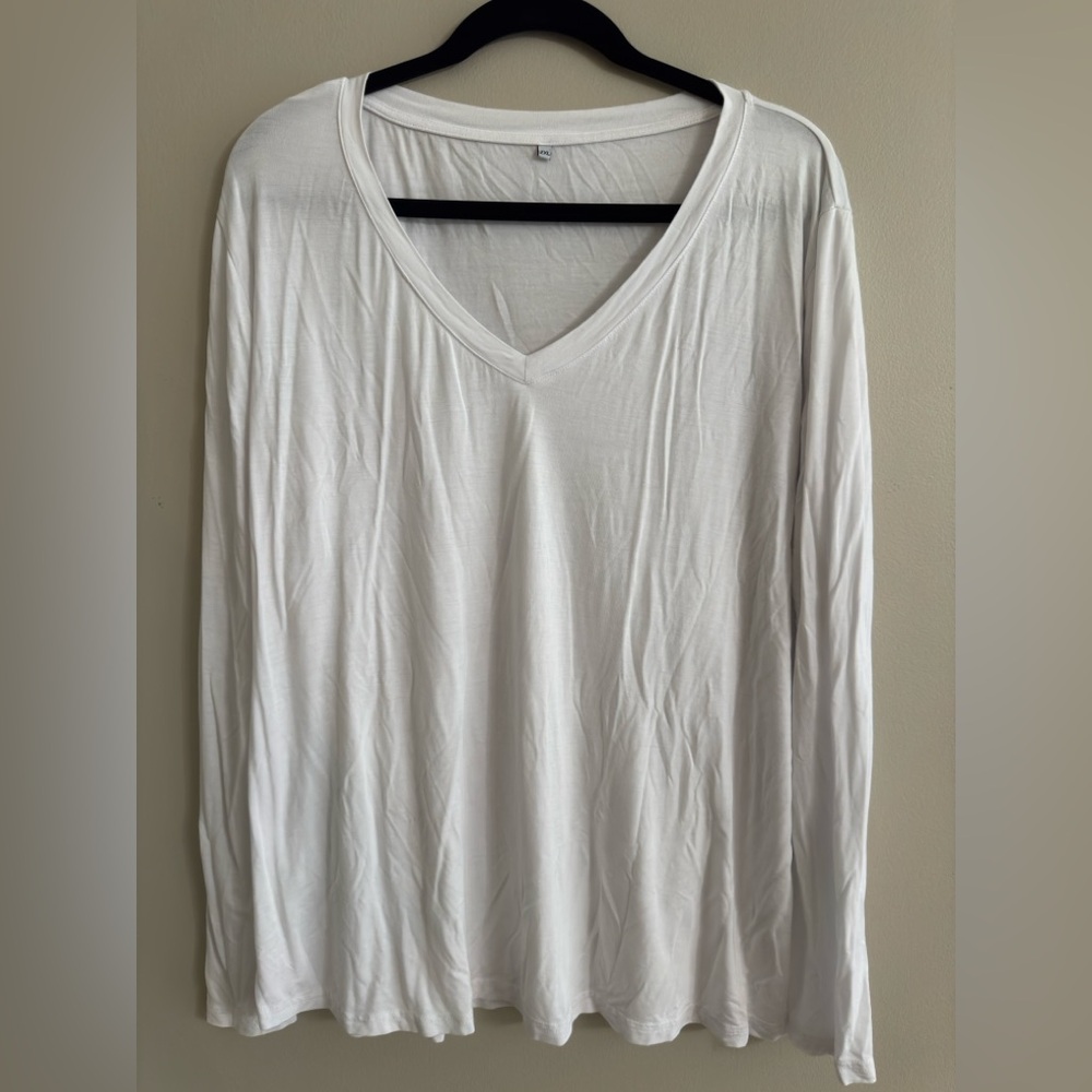 White V-Neck Women's Top